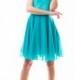 Turquoise Bridesmaid Dress,Turquoise Wedding Dress Lace Chiffon Cute Sleeveless Turquoise Dress