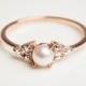 14k Rose Gold Engagement Ring - Pearl Engagement Ring - Diamond Engagement Ring - Dainty Ring - Pearl Jewelry - 14k Rose Gold Ring