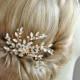 Gold Crystal Bridal Comb, Crystal Rhinestones and Beads Wired Hair Comb, Wedding Headpiece, Silver or Gold - LACEY
