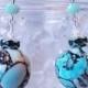 Turquoise & Crystal  Earrings,Dangle Blue earrings, Wedding earrings, Something Blue, Earring Gift, Gift,Dangle Earrings,Crystal Earrings