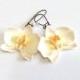 White Orchid Earrings - orchid earring - orchid wedding - Flower Accessories, Bridal Flower, White Bridesmaid Jewelry, Flowers Girl Jewelry