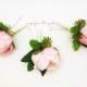 Pink Peony Boutonnieres - Hops and Eucalyptus Accents -  Groom Groomsmen Boutonnieres Prom Homecoming Boutonniere