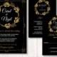 gold and black wedding invite template, wedding invite template, printable wedding invitation set, black gold wedding invitation template