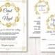 gold wedding invite template, wedding diy, wedding invite template, printable wedding invitation set, gold wedding invitation template