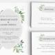 Wedding Invitation Printable Set - Watercolor Botanical Garden Wedding- Ready to Print PDF - rsvp card - Letter or A4 Size (Item code: P701)