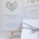 Pink grey floral swirl heart pearlescent pocket fold wedding invitation pack