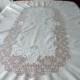 Oval Wedding Tablecloth White Work  Stunning Mountmellick Embroidery Brides Basket With Birds 56 X 84
