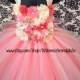 Couture Flower Girl Tutu Dress, Pink Coral Flower Girl Tutu Dress, Flower Girl Tutu Dress, Tutu Dress with Flowers, Flower Girl  Dress