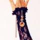 dark blue elastic lace fingerless gloves-Bridal Wrist Cuffs-Gothic Gloves,Wedding Gloves,Romantic,Fashion
