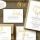 WHITE and GOLD Wedding Invitations Set, Classic gold, Printable wedding invite, Personalized wedding invitation,  elegant gold and white