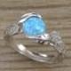 Leaf Engagement Ring, Opal Engagement Ring, White Gold Leaf Ring, Opal Leaf Ring, Leaves Ring, Alternative Engagement Ring, Opal Leaves Ring
