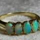 Opal Ring Gold 14K Opal Stacking Ring Antique Semi Black Opal Ring October Birthstone Gift Libra Ring Opal Wedding Ring