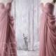 2016 Dusty Thistle Bridesmaid Dress, Sweetheart Wedding Dress, Strapless Prom Dress, Asymmetric Draped Evening Gown Floor Length (T165)