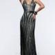 Faviana Glamour S7612 Beaded Illusion V Neck Prom Dress - Brand Prom Dresses
