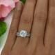 2 ctw Princess Cut Bridal Set, Classic Halo Wedding Ring, Man Made Diamond Simulants, Engagement Ring, Wedding Set, Sterling Silver