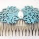 Wedding Hair Comb Blue Turquoise Hair Slide with Pearl Bridal Headpiece Maid Of Honor Bridesmaid Gift Customised Romantic Hair Pin
