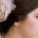 Blush Pink Hair Clip - Pink Ivory Beige Flower - Bridal Hair Flower - Vintage Hair Piece - Large Lace Fascinator - Blush Wedding Hairpiece