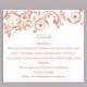 DIY Wedding Details Card Template Editable Word File Instant Download Printable Details Card Red Orange Details Card Elegant Enclosure Cards