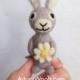 AdoraWools Love Bunny Rabbit with Daisy - Spring time Easter Gift - Micro Bunny
