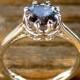 Steel Blue Spinel Engagement Ring in Platinum with Scroll and Basket Style Setting Size 8