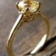 Cushion Cut Yellow Sapphire Engagement Ring in 14K Yellow Gold with Scrolls on Custom Made Basket Size 7