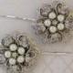 Wedding Hair Pins,  Bridal Hair accessories, Silver, Crystal, Pearl, flower, Bridal Bobby Pins, Wedding Hair, Bridesmaids hair