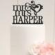 Music Note Heart Wedding Cake Topper Mr and Mrs Cake Topper with Your Last Name