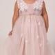 Beautiful Blush Pink Flower Girl Dress with Pink and White Flower Bodice and Soft Tulle Long Length