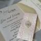 Pocketfold wedding INVITATION 24 invites, rsvp cards & envelopes suite. Glam party birthday invitation. Blush pink and gold wedding pocket