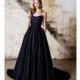 Tara LaTour - Fall 2015 - Lindsay Navy Blue Strapless Sweetheart Neckline Button Chevron A-line Wedding Dress - Stunning Cheap Wedding Dresses