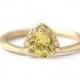 Yellow Sapphire Ring - One Carat Sapphire Ring - 18k Solid Gold