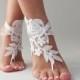 Barefoot sandal, white or ivory barefoot sandles, Lace shoes, barefoot sandal, Beach wedding, Destination wedding, Bridal Footless shoes