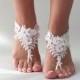 Beach wedding barefoot sandals FREE SHIP sandals, ivory Barefoot , french lace sandals, wedding anklet,