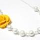 Bridesmaid Jewelry Yellow rose, Yellow Flower Necklace, For Her, Jewelry, Wedding White pearl, Rose Bridesmaid Jewelry, Bridesmaid Necklace