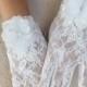 Free ship, OOAK original design Ivory lace Wedding gloves, 3D flowers bridal gloves, lace gloves, ivory lace gloves
