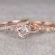 3pcs Morganite Bridal Ring Set,Engagement ring Rose gold,Diamond wedding band,14k,6mm Heart Shaped,Gemstone Promise Ring,Art Deco Eternity