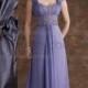A-line Floor-length V-neck Chiffon Purple Mother of the Bride Dress