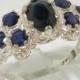 Genuine Deep Blue Sapphire 925 Sterling Silver English Vintage Victorian Style Unique Promise Ring -Made in England - Customizable