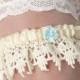 Handmade vintage Wedding Garter Elsa 'Something Blue'. bridal garter. vintage inspired lace garter