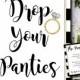 Bridal Shower Panty Game - Printable Black and Gold Drop Your Panties Game Cards and Sign - Lingerie or Bachelorette Party Games 0002-T