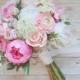 Pink Peony Bouquet, Pink Wedding Bouquet, Peony Bouquet, Wedding Bouquet, Boho Bouquet, Silk Flowers, Silk Wedding Bouquet, Wedding Bouquet
