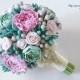 Bridal bouquet Wedding bouquet Pink and Mint Peony Ranunculus bouquet Keepsake bouquet Alternative bouquet