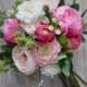 Wedding Bouquet, Peony Bouquet, Garden Bouquet, Wildflowers, Boho Bouquet, Wildflower Bouquet, Silk Flowers, Pink, Bridal Bouquet, Wedding