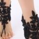 Free ship Black ivory white blue pink Barefoot Sandals, french lace, shoes, Gothic, Wedding, Victorian Lace, Sexy, barefoot sandals