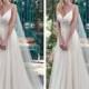 V-neck Tulle Rhinestone 2016 Vantage Wedding Dress 