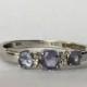 Vintage Tanzanite Ring with Diamond Accents set in 14K White Gold. Wedding Band. Engagement Ring. December Birthstone. 24th Anniversary Gift