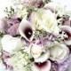 PURPLE WEDDING BOUQUET- Purple Wedding Bridal Bouquet , Real to Touch Peonies Bridal Bouquet, Purple and mint bouquet