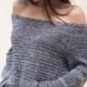 HANDMADE Gray Melange Asymmetrical Sweater/Knitwear Dress/Long Pullover/Loose Plus Size Sweater/ Off shoulder sweater/Knit Blouse/F1553