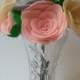 Felt Flower Bouquet- Pink- Gray- Off White- Roses- DIY Wedding- Embellishment