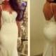 Sexy thin straps open back sheath wedding dress